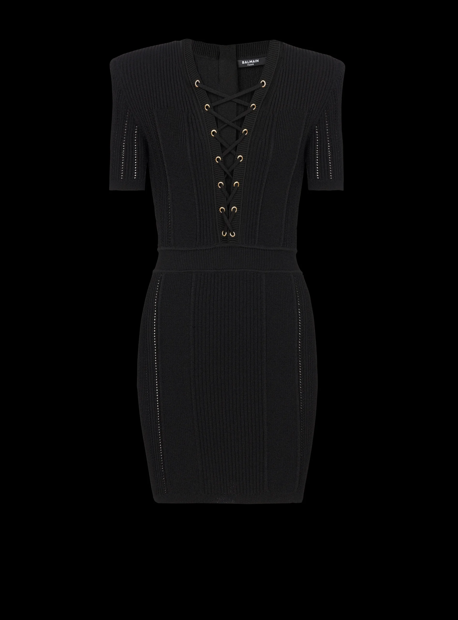 Women Balmain Short Fine Ribbed Knit Dress