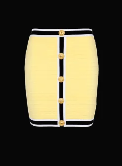 Women Balmain Short Knit Skirt With Buttons