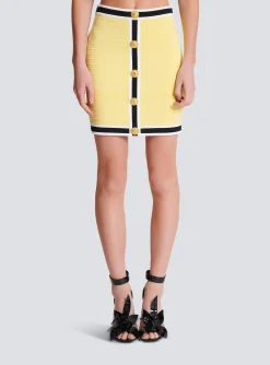 Women Balmain Short Knit Skirt With Buttons