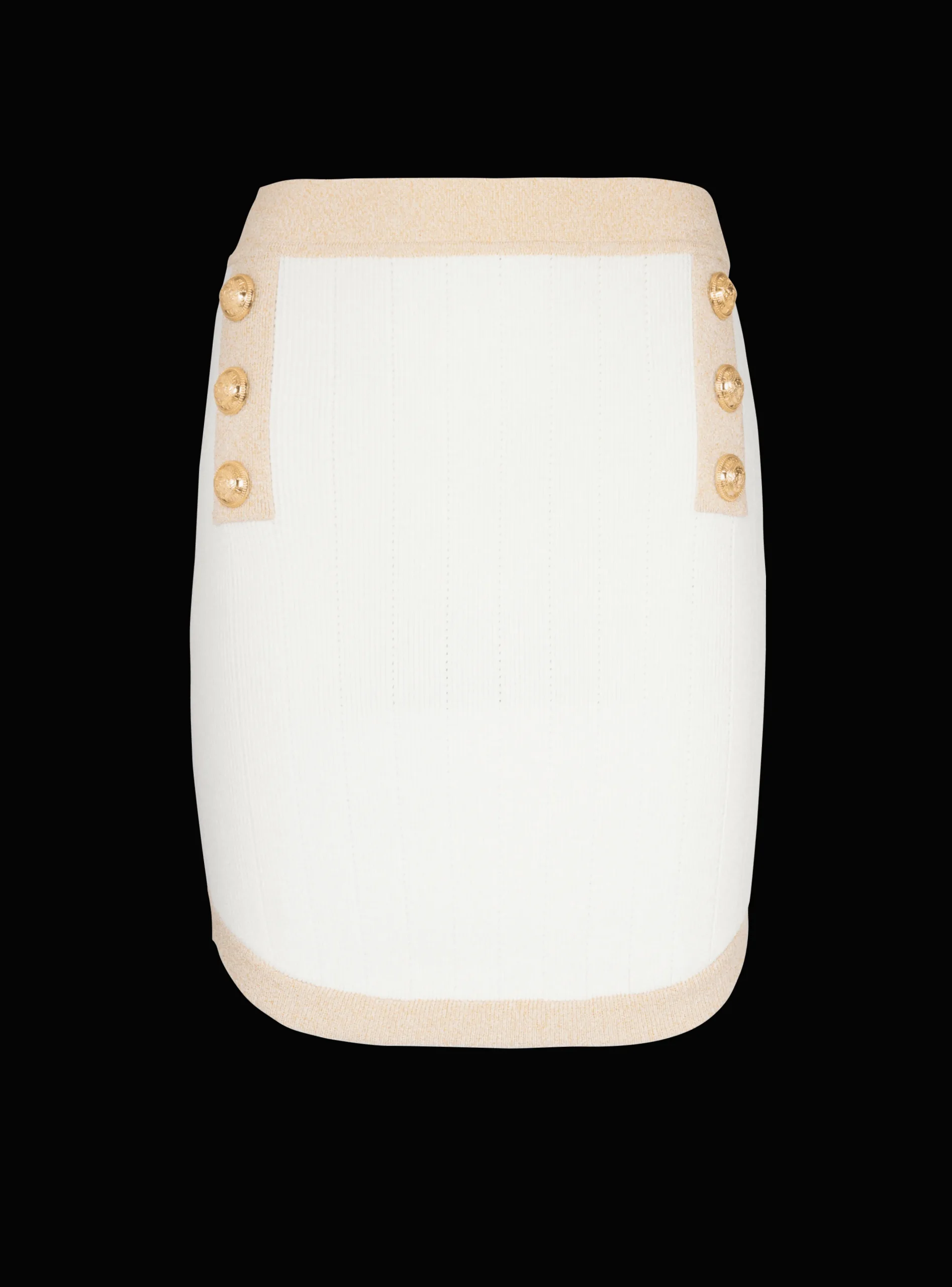 Women Balmain Short Knit Skirt With Gold Trim