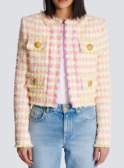 Women Balmain Short Miami Tweed Jacket