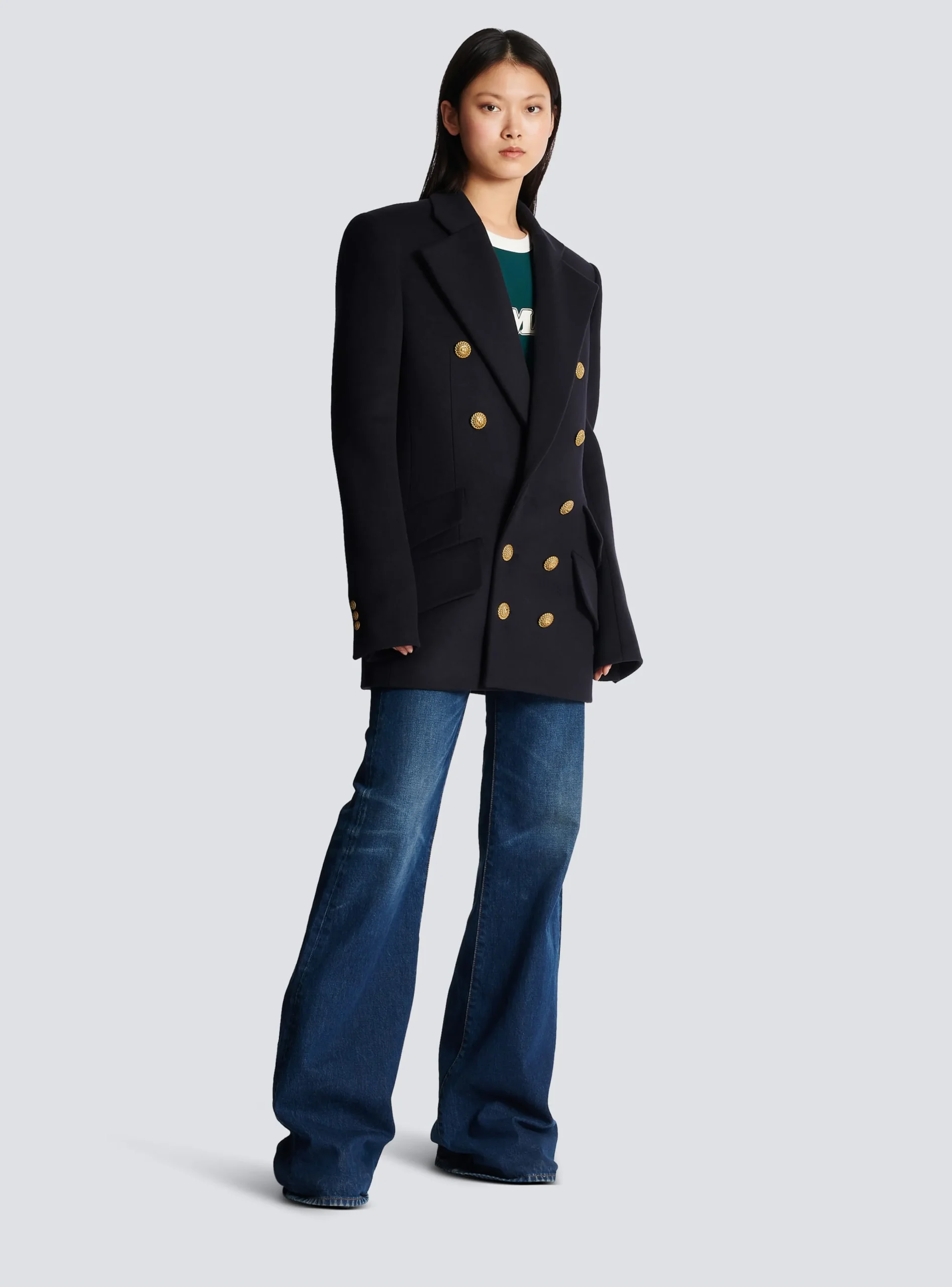 Women Balmain Short Military-style Coat