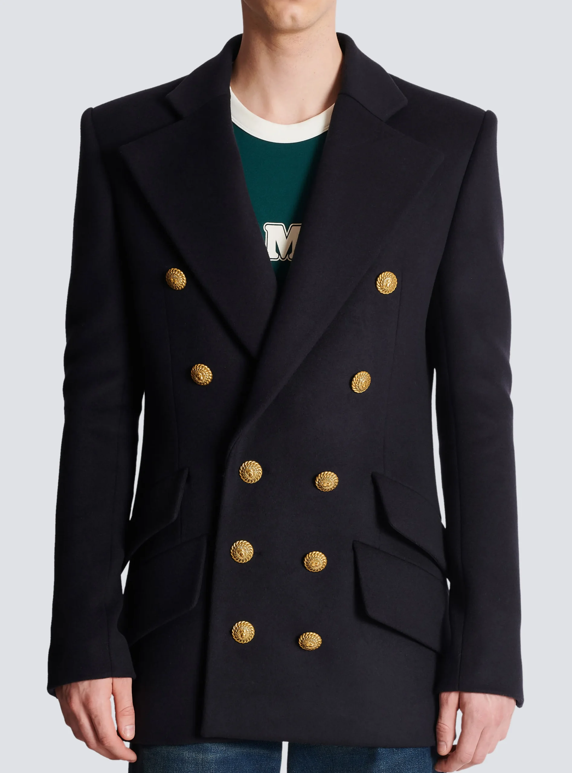Women Balmain Short Military-style Coat