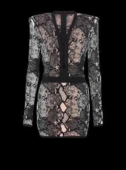 Women Balmain Short Snakeskin Jacquard Dress