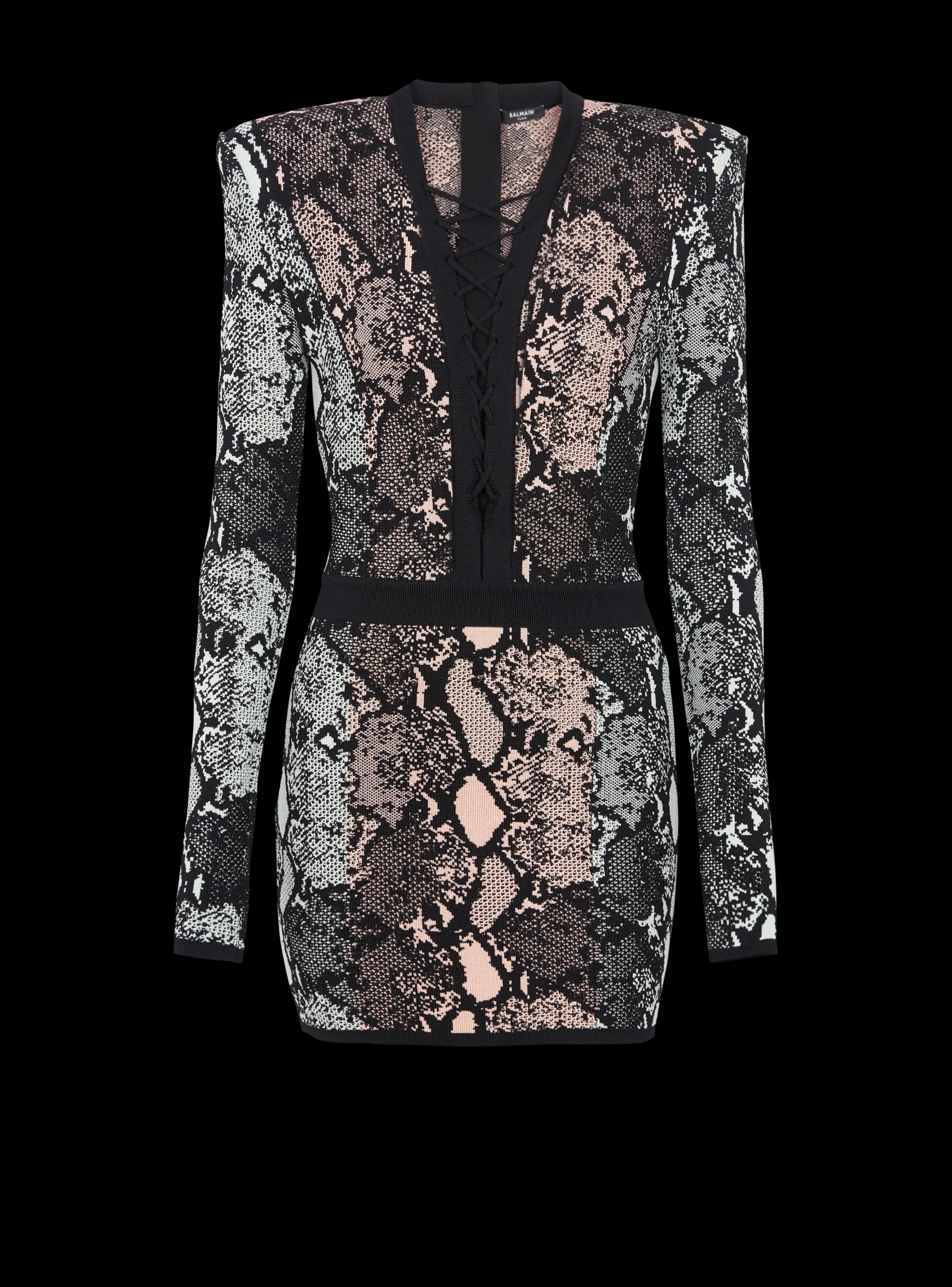 Women Balmain Short Snakeskin Jacquard Dress