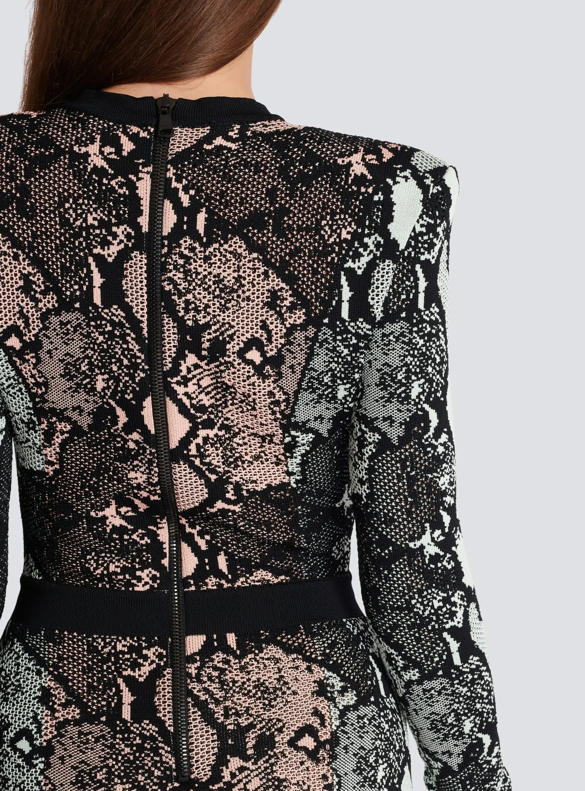 Women Balmain Short Snakeskin Jacquard Dress