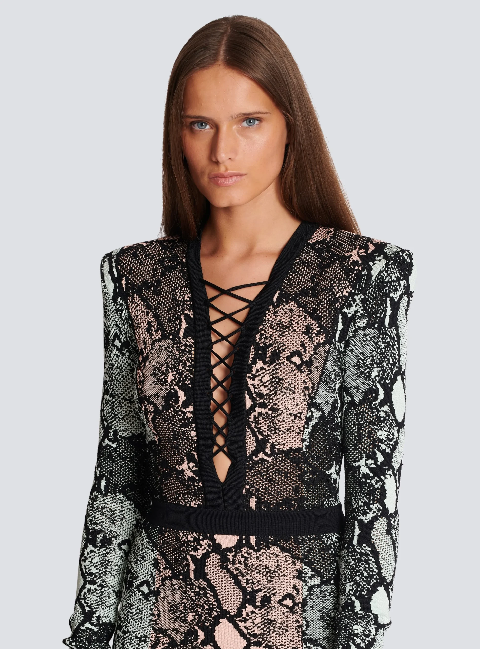 Women Balmain Short Snakeskin Jacquard Dress
