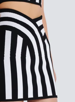 Women Balmain Short Striped Knit Skirt