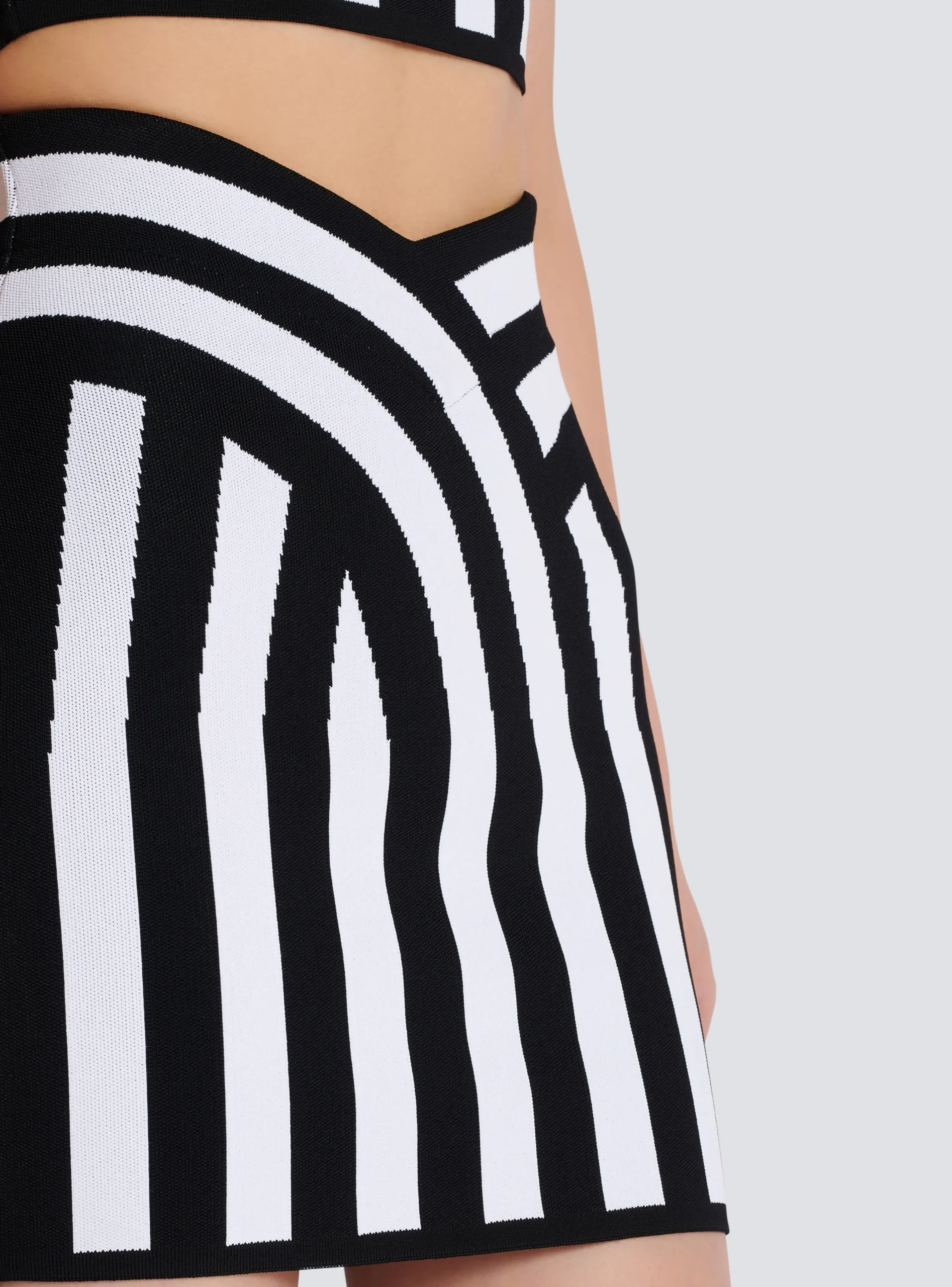 Women Balmain Short Striped Knit Skirt