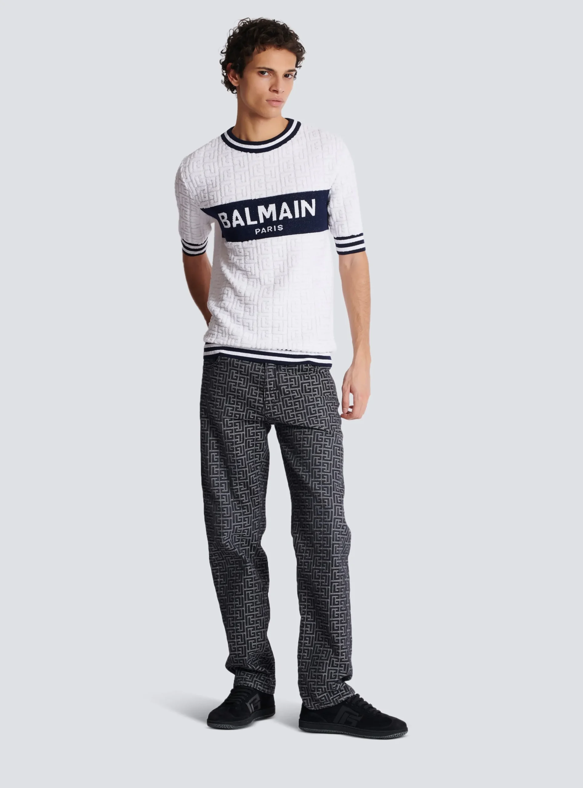 Balmain Short-sleeved PB Labyrinth Knit T-shirt