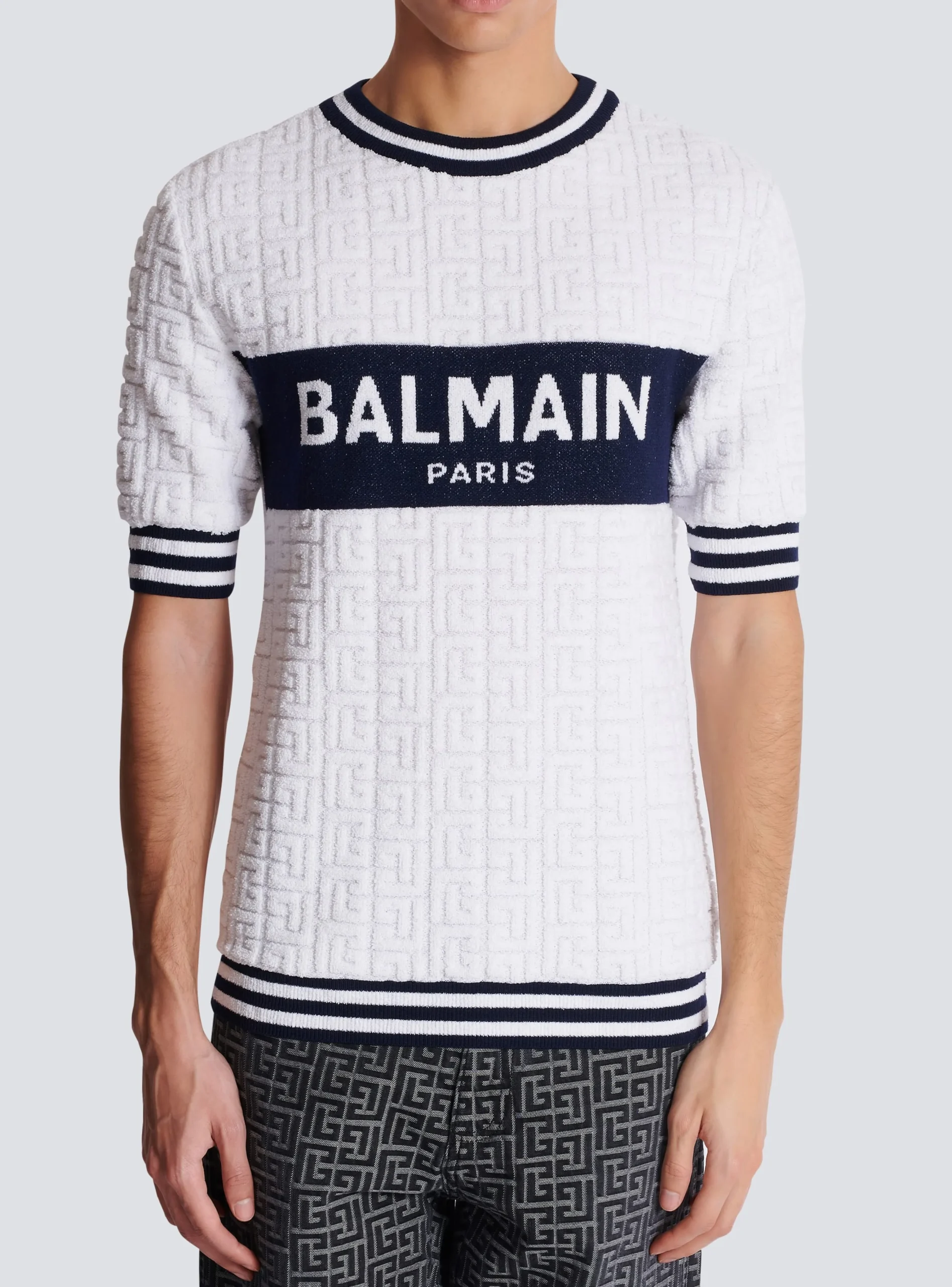 Balmain Short-sleeved PB Labyrinth Knit T-shirt
