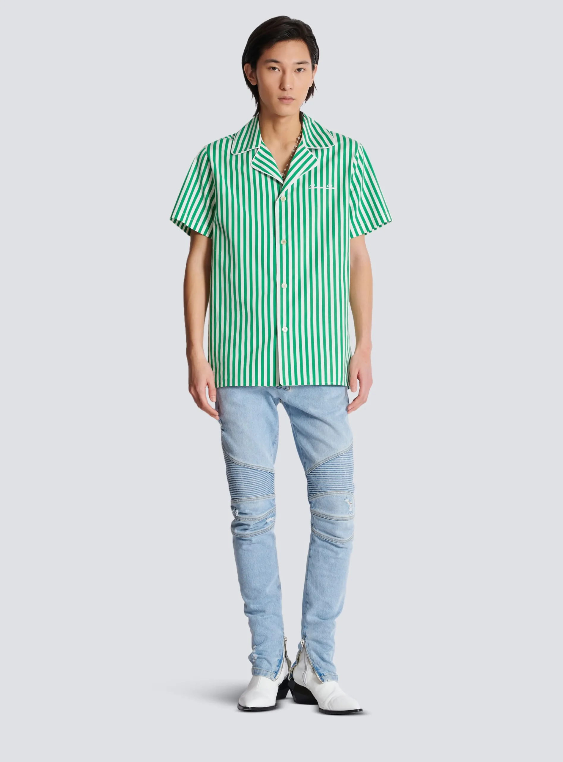 Balmain Short-sleeved Striped Cotton Pyjama Shirt