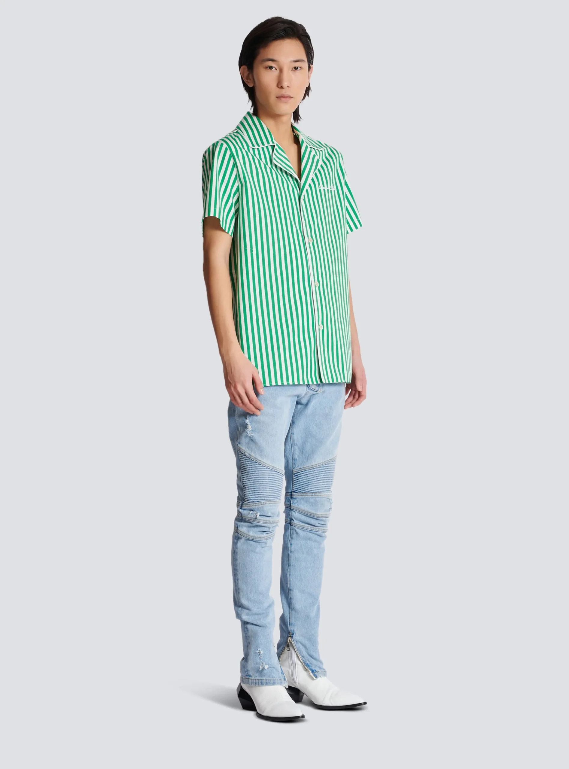 Balmain Short-sleeved Striped Cotton Pyjama Shirt