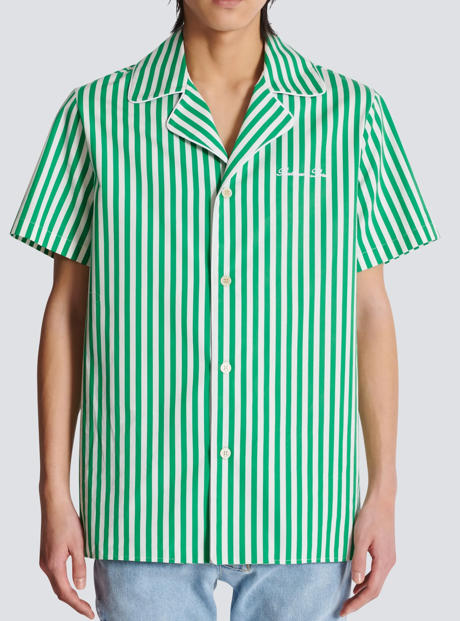 Balmain Short-sleeved Striped Cotton Pyjama Shirt