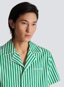 Balmain Short-sleeved Striped Cotton Pyjama Shirt