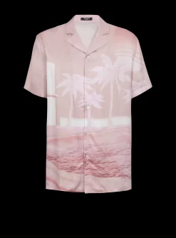 Balmain Short-sleeved Twill Pyjama Shirt With Postcard Print