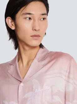 Balmain Short-sleeved Twill Pyjama Shirt With Postcard Print