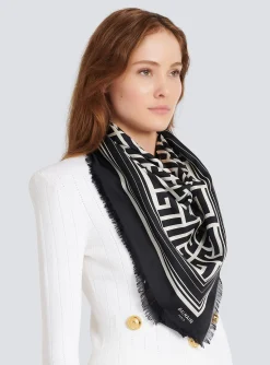 Women Balmain Silk Monogrammed Scarf