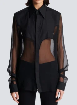Women Balmain Silk Western Shirt