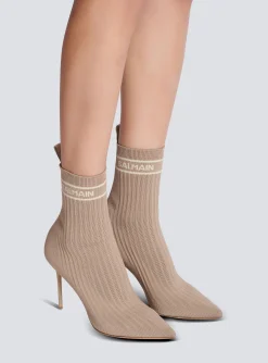Women Balmain Skye Stretch Knit Ankle Boots
