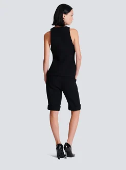 Women Balmain Sleeveless Double Crepe Waistcoat