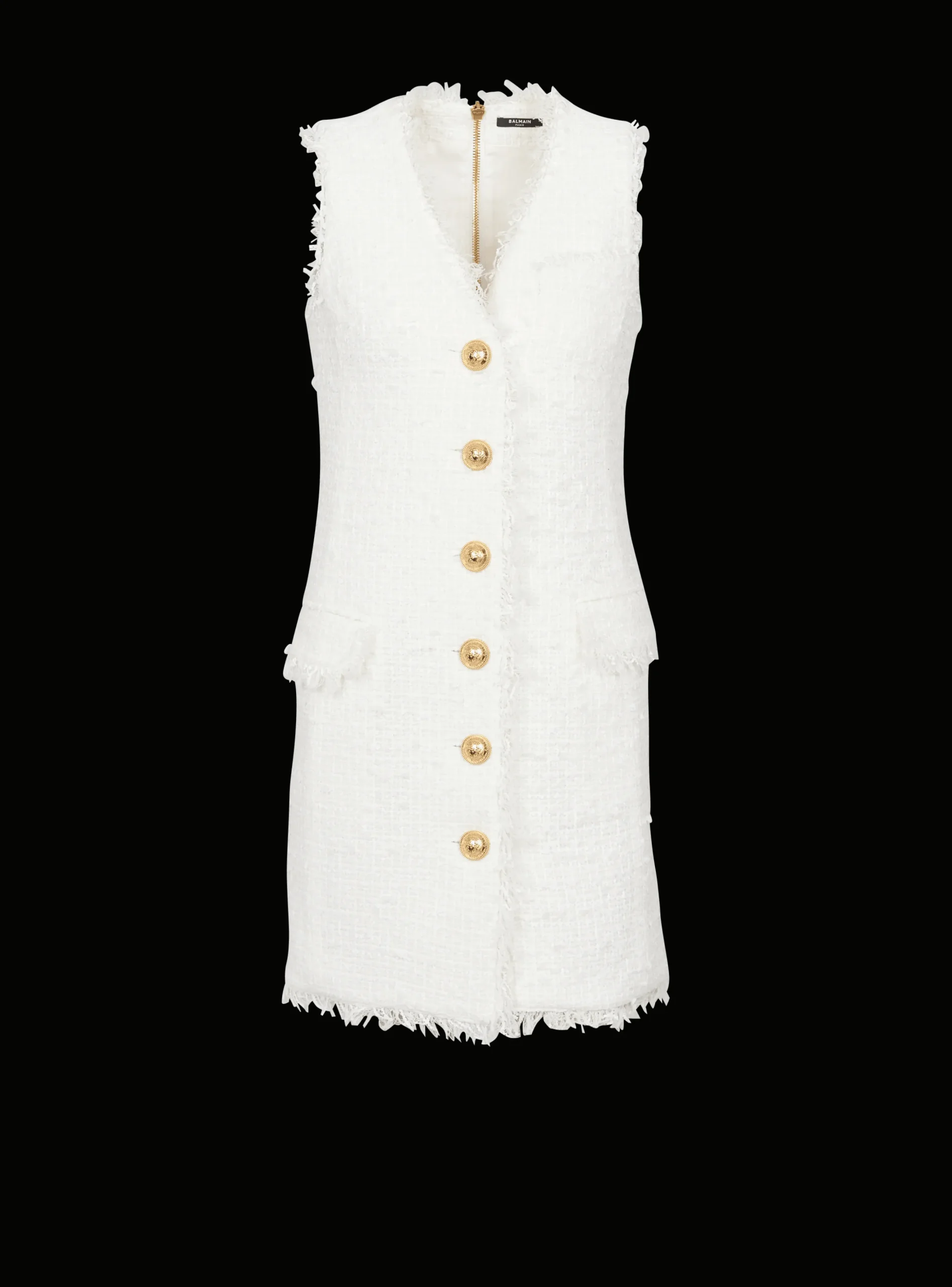Women Balmain Sleeveless Tweed Dress