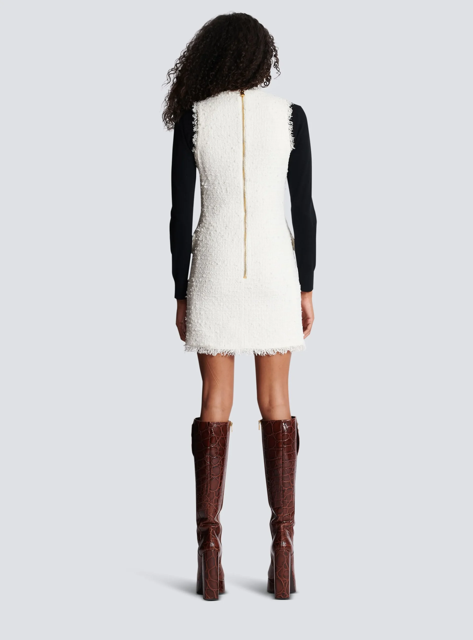 Women Balmain Sleeveless Tweed Dress