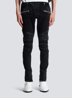 Balmain Slim-fit Denim Jeans With Ribbed Details