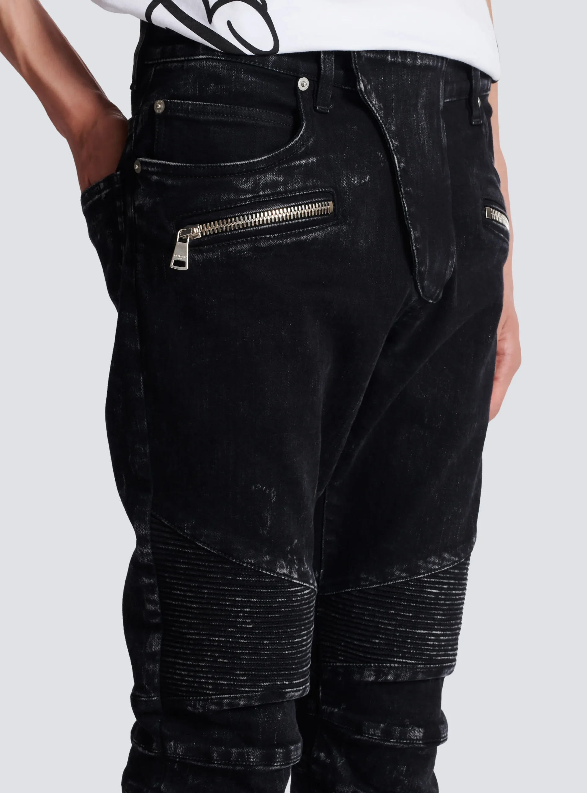 Balmain Slim-fit Denim Jeans With Ribbed Details