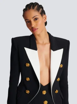 Women Balmain Slim-fit Jacket With Roses Buttons