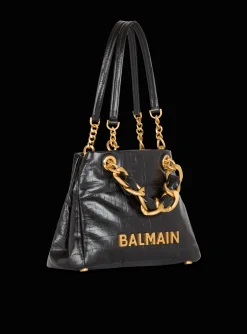 Balmain Small 1945 Soft Tote Bag In Crackled Calfskin