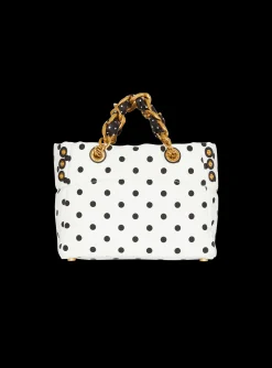 Women Balmain Small 1945 Soft Tote Bag In Polka Dot Canvas