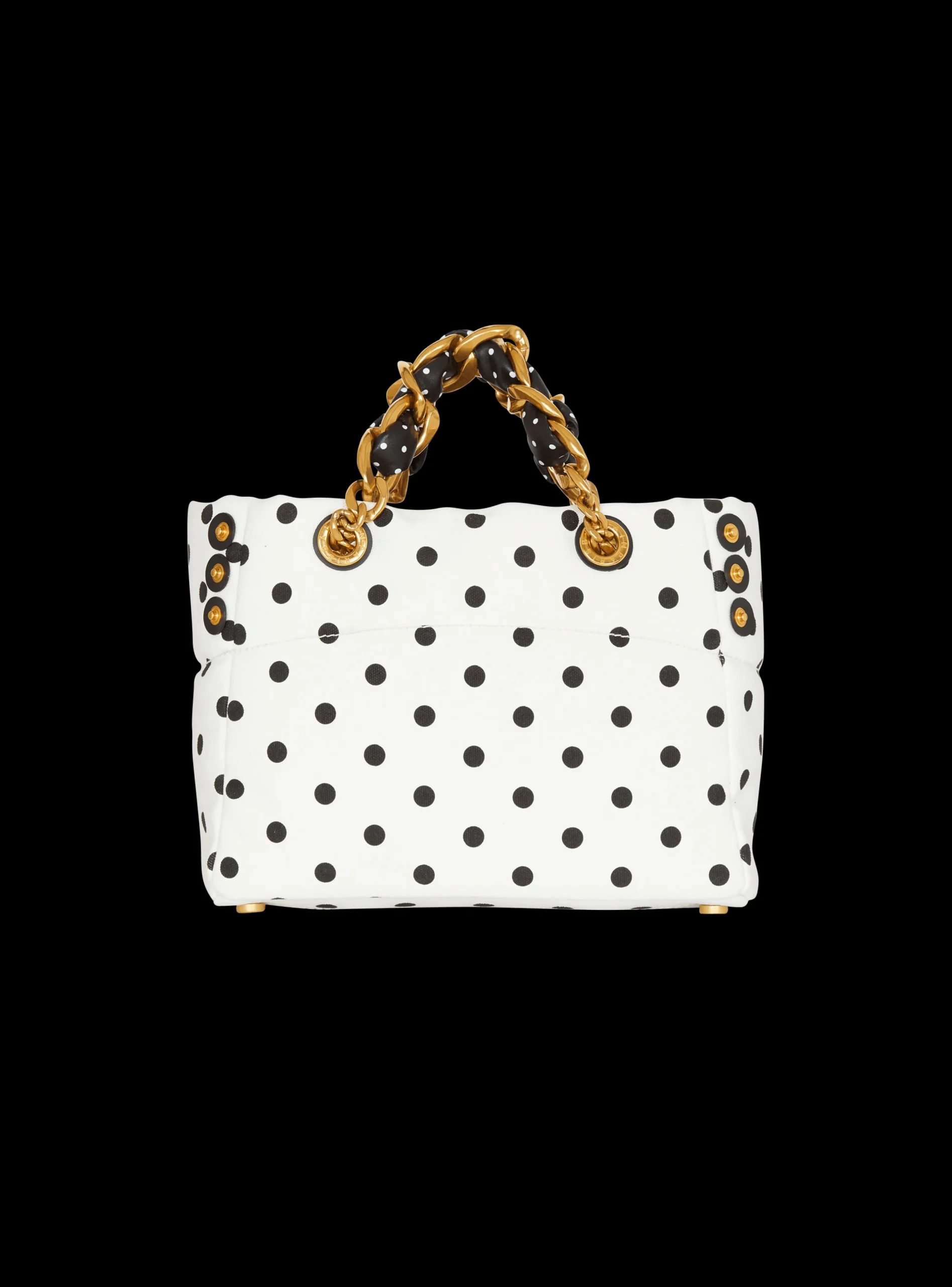 Women Balmain Small 1945 Soft Tote Bag In Polka Dot Canvas