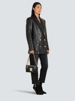 Women Balmain Small-sized Bicolor Jacquard 1945 Heritage Bag