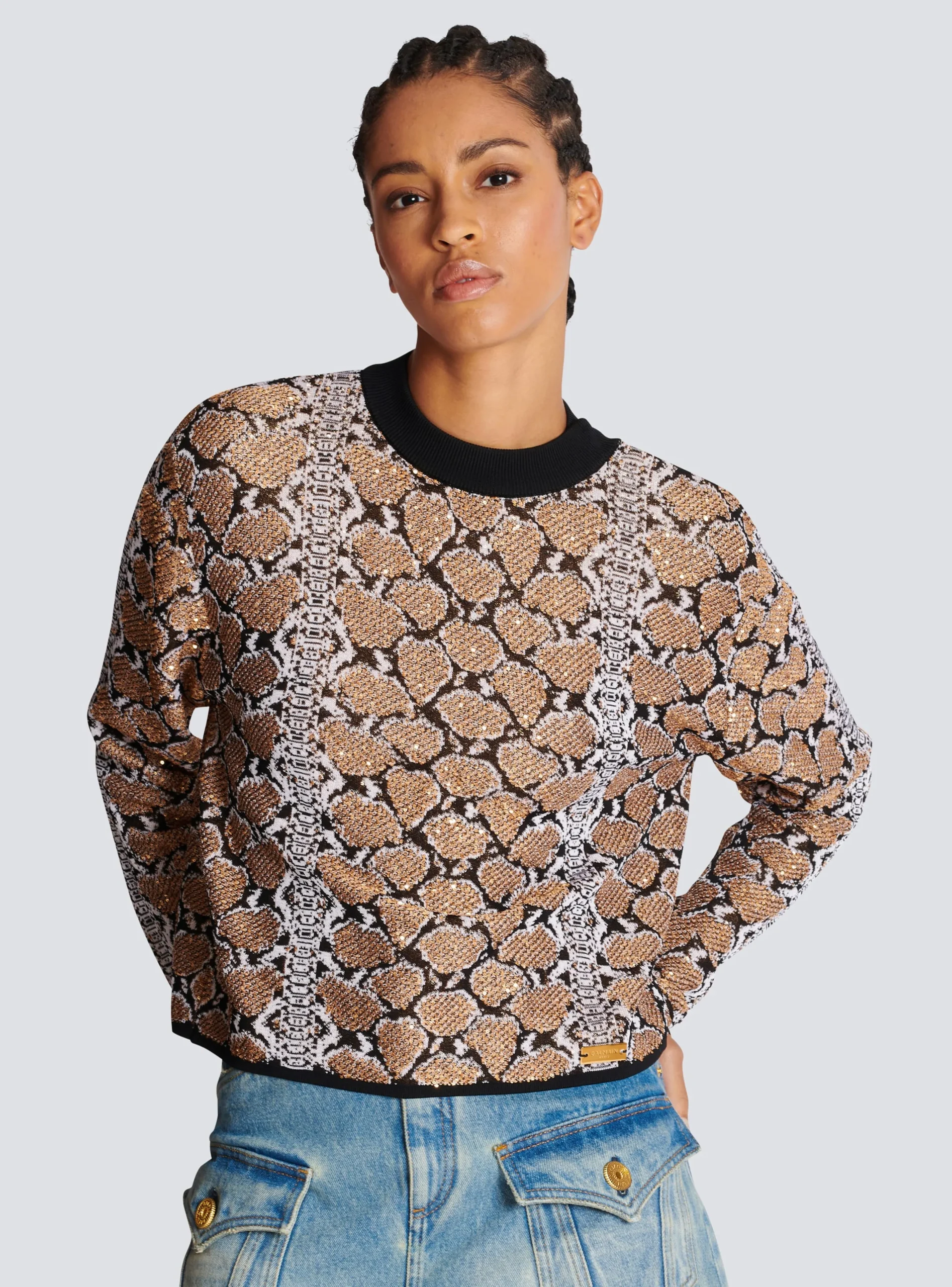 Women Balmain Snakeskin Knit Jumper