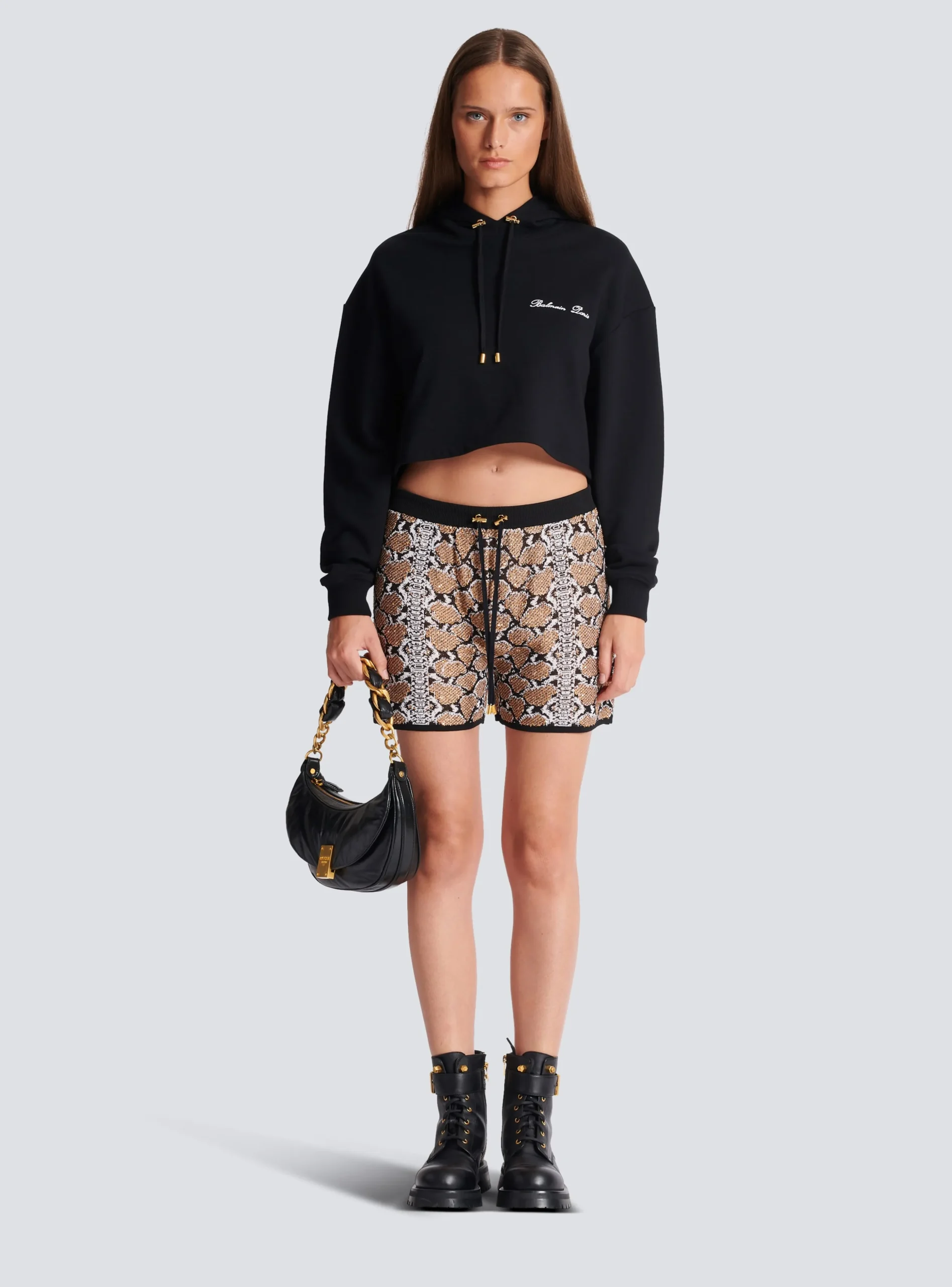 Women Balmain Snakeskin Knit Shorts