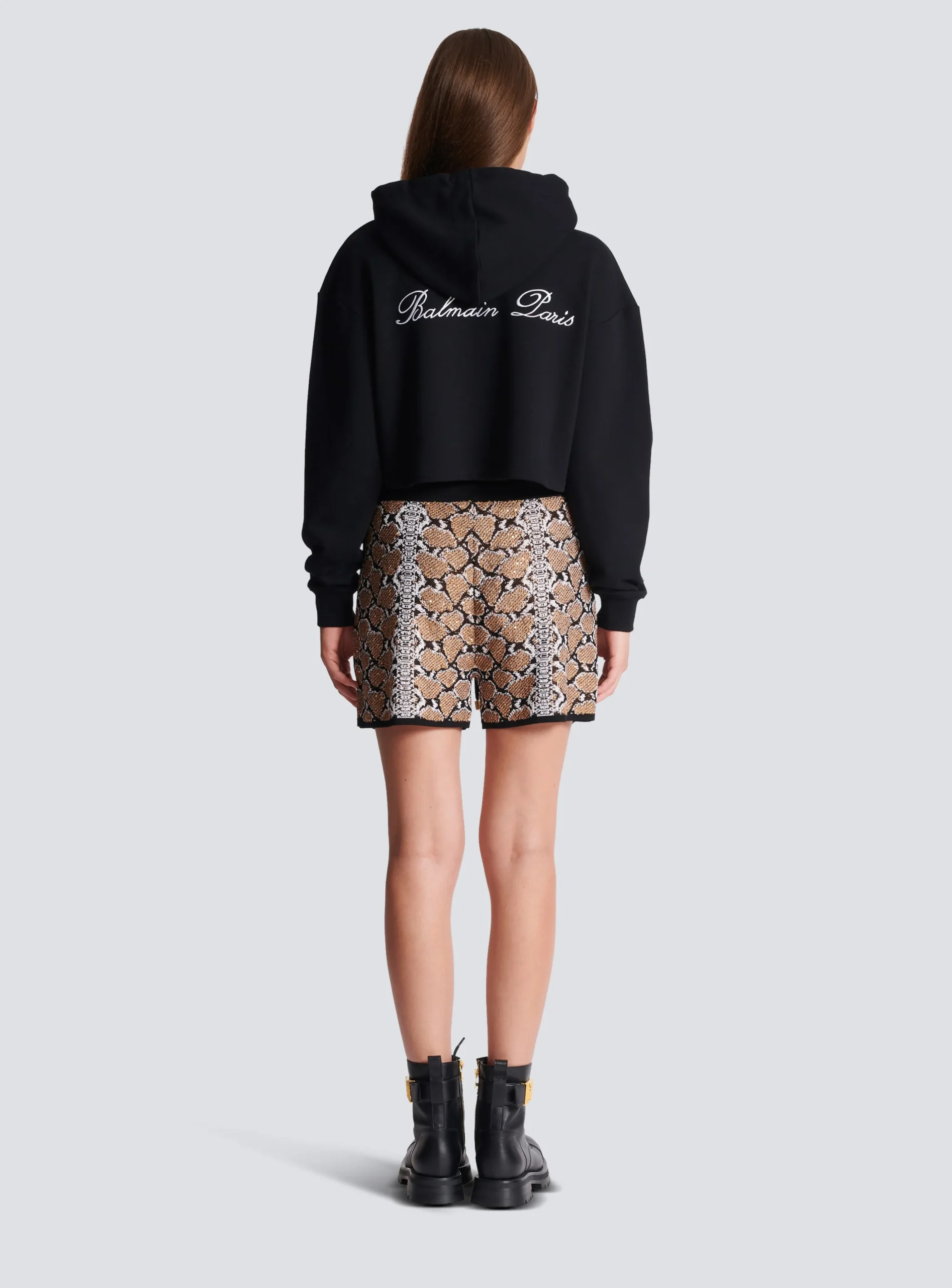 Women Balmain Snakeskin Knit Shorts