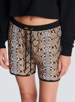 Women Balmain Snakeskin Knit Shorts