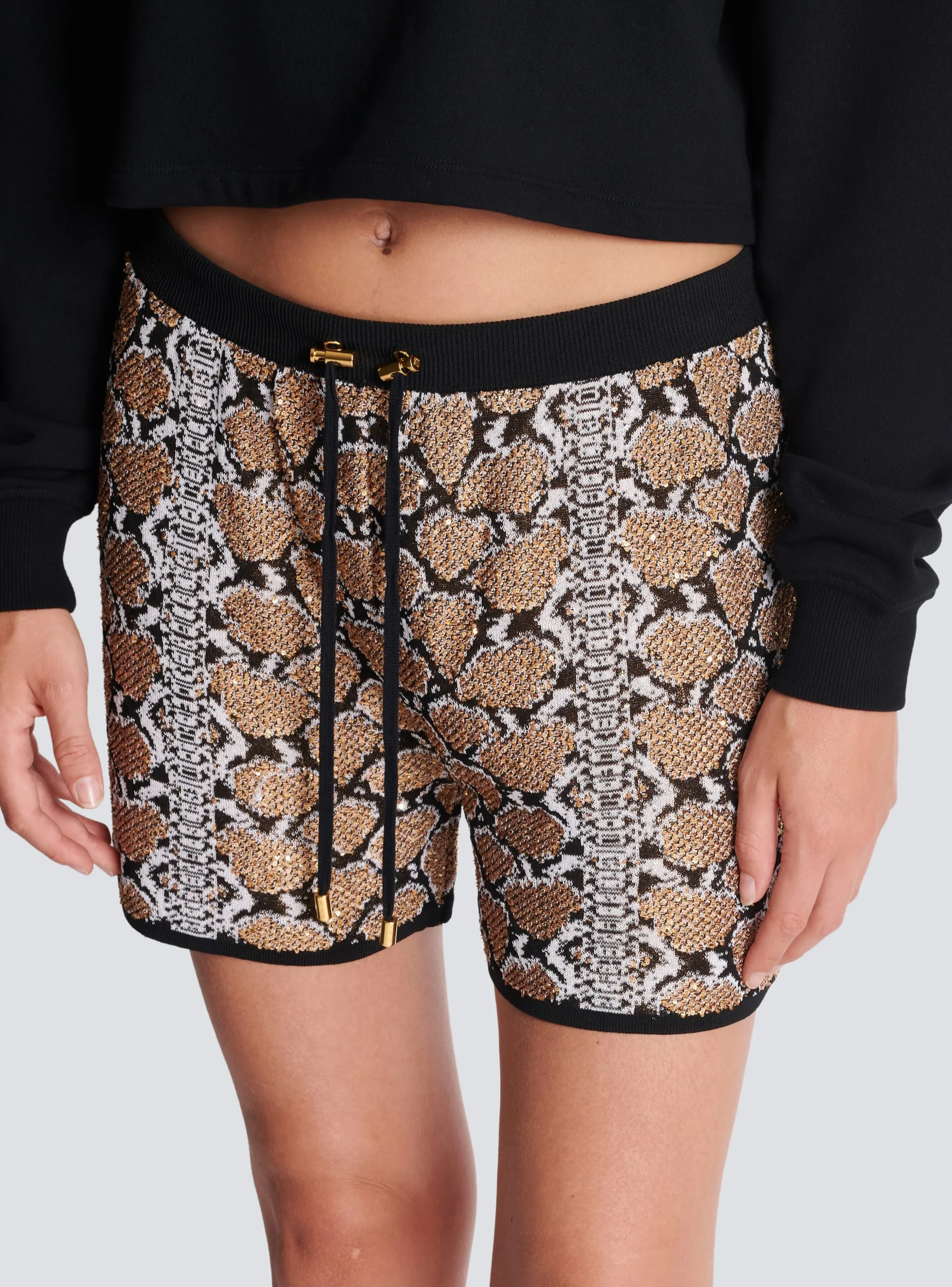 Women Balmain Snakeskin Knit Shorts
