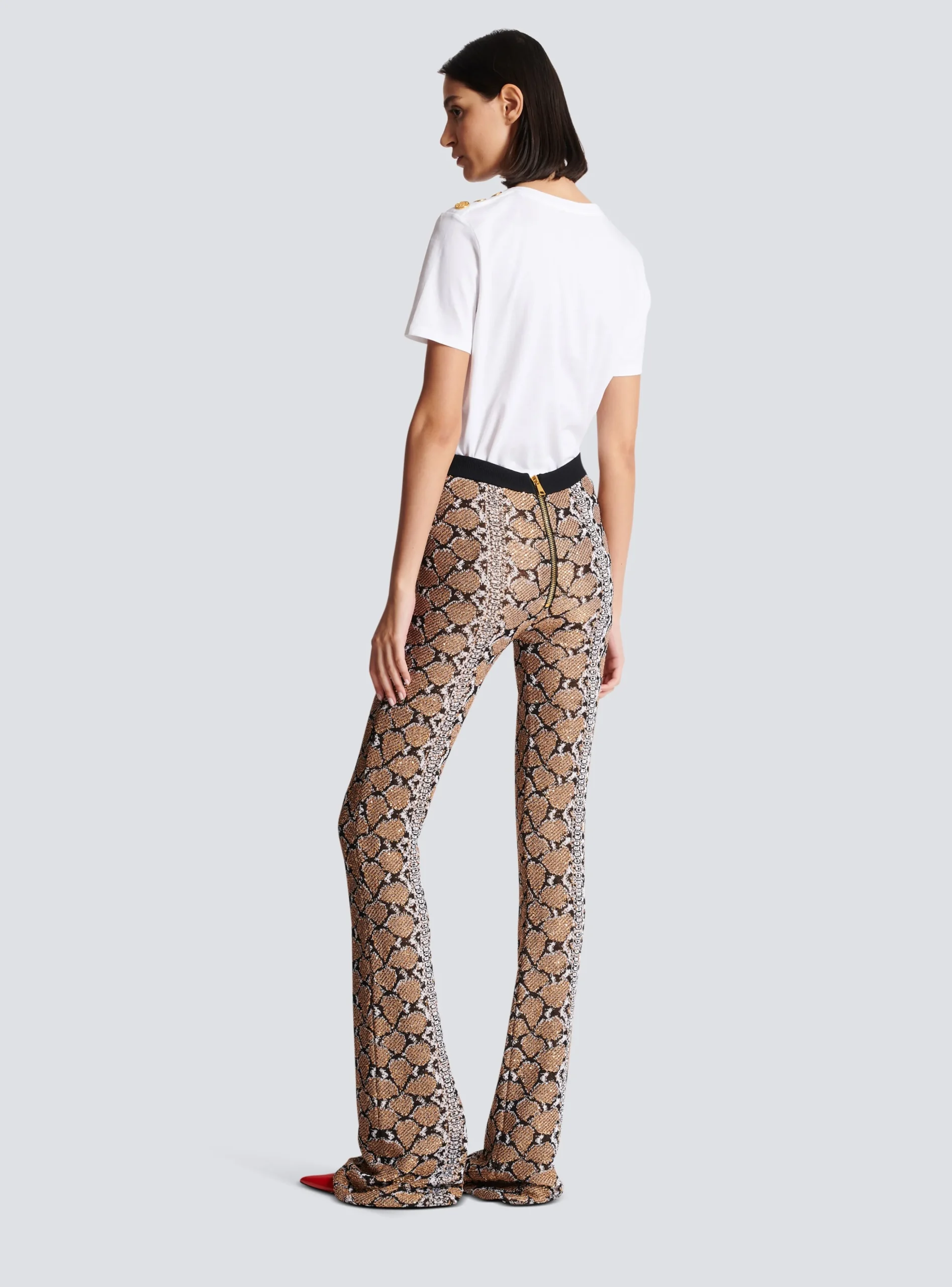 Women Balmain Snakeskin Knit Trousers