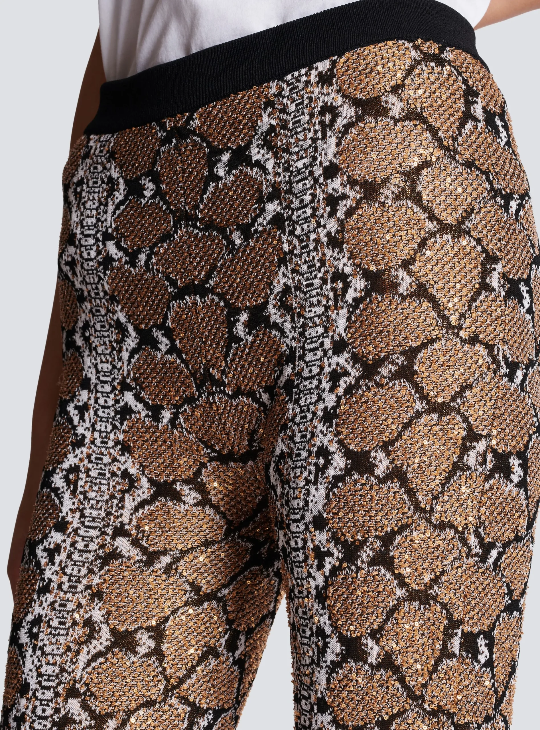 Women Balmain Snakeskin Knit Trousers