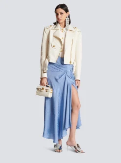 Women Balmain Snakeskin Silk Jacquard Skirt