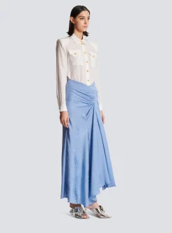 Women Balmain Snakeskin Silk Jacquard Skirt