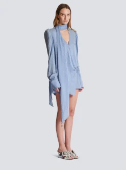 Women Balmain Snakeskin Silk Tie Dress