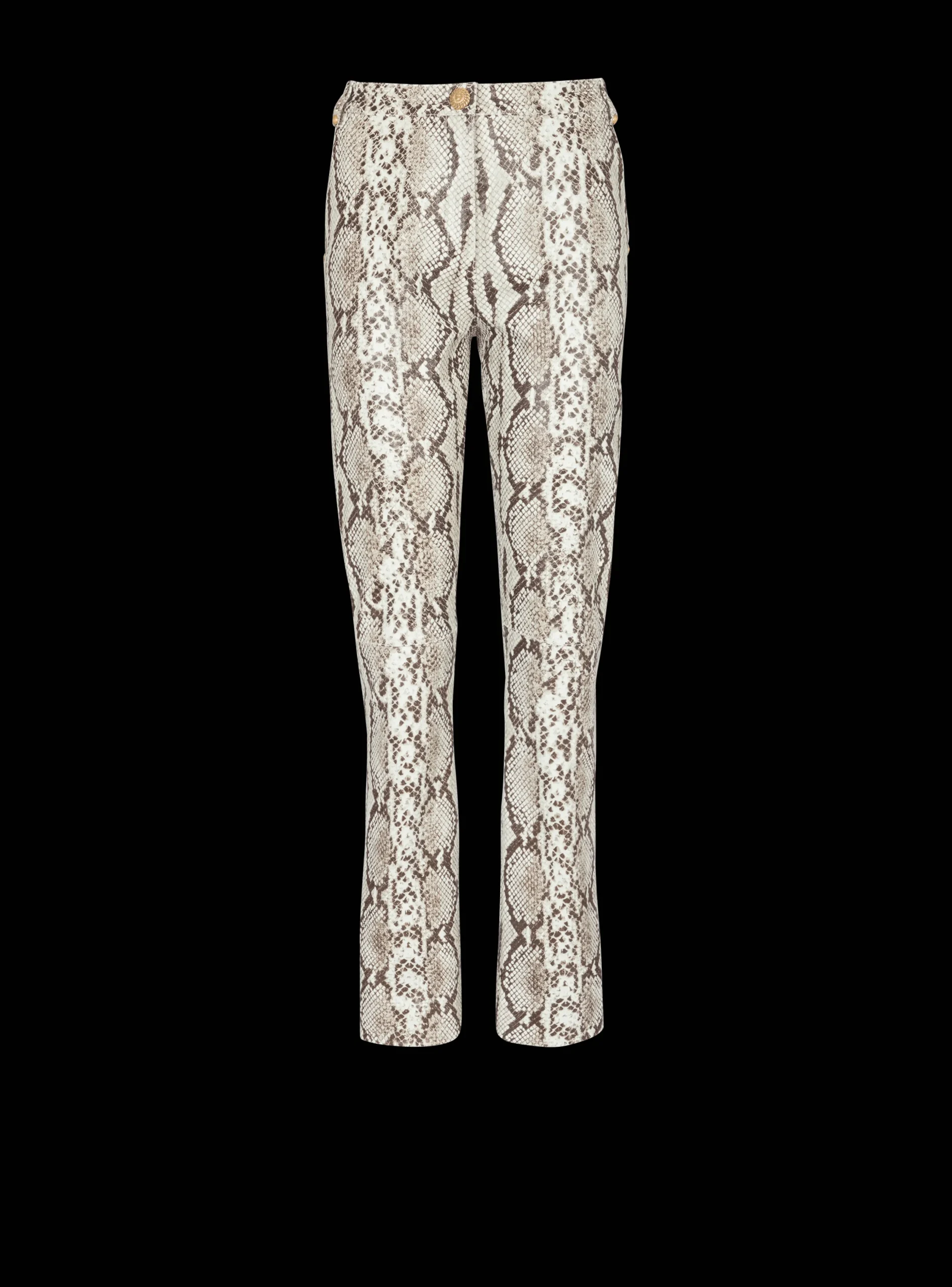 Women Balmain Snakeskin-effect Leather Trousers