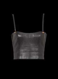 Women Balmain Spaghetti Strap Leather Top