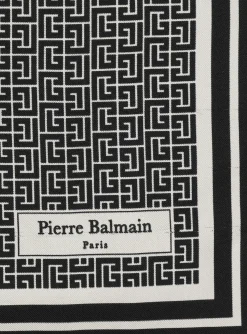 Women Balmain Square Silk Scarf With Monogram Print