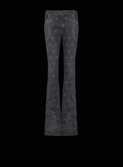 Women Balmain Star And Paisley Print Denim Jeans