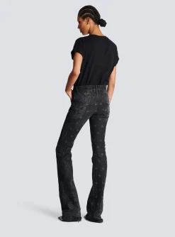 Women Balmain Star And Paisley Print Denim Jeans