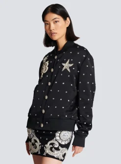 Women Balmain Stars Embroidered Bomber Jacket